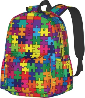 Autism Awareness Waterproof Backpack Adjustable Shoulder Straps Bag Large Capacity Casual Daypack Bookbag For Travel Work