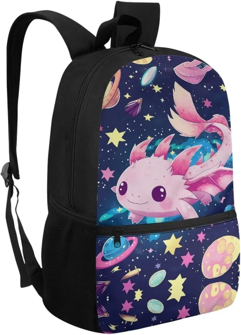 Axolotl Backpack for School Girls Bookbag Age 8-10/10-12 Space Galaxy Book Bags for Kids 3th Grade/2nd Grade Elementary Middle School Bag Student Large Schoolbag