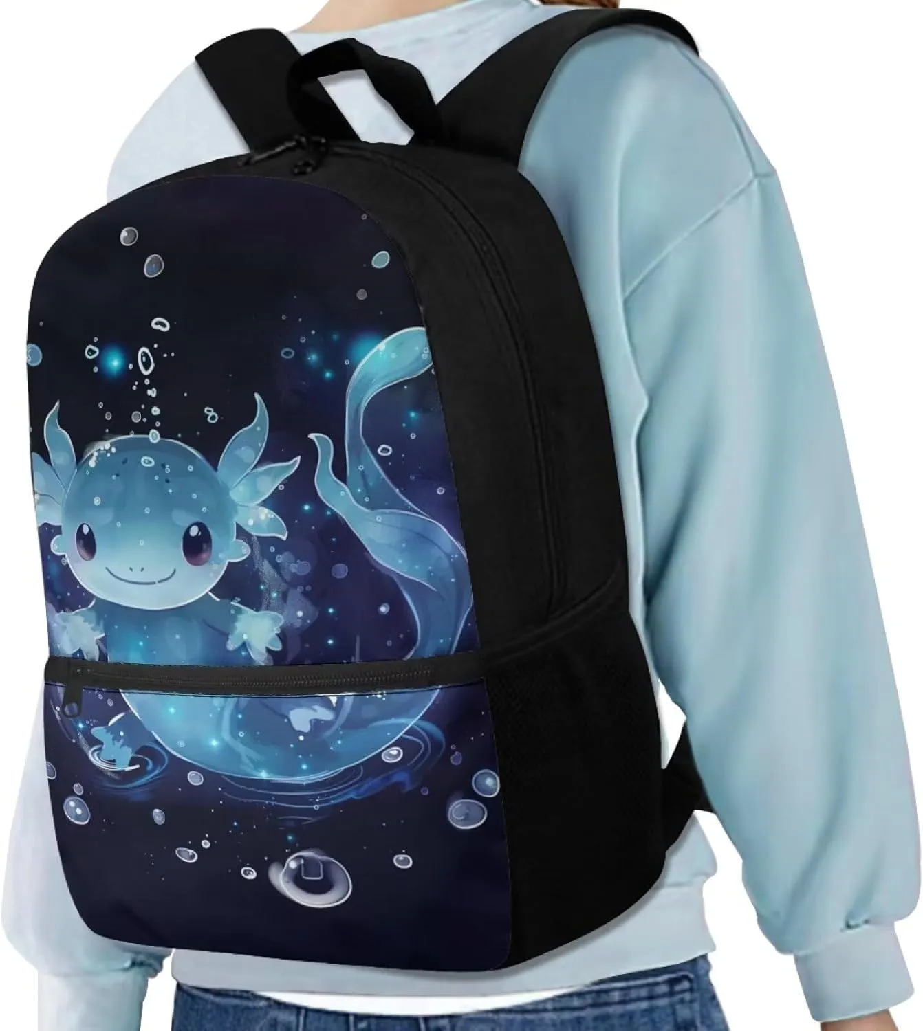 Axolotl School Backpack for Girls 8-10/10-12 Kids School Bag Student Elementary Bookbags for 6Th Grade Back Pack 17 Inch Large Capacity Book Bags with Side Pocket