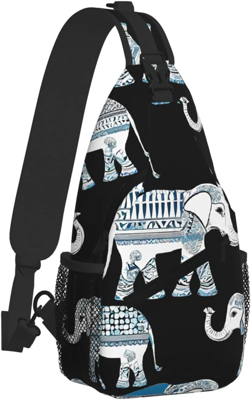 Aztec Elephant Print Cross Chest Bag Diagonally For Short-Distance Travel And Daily Use