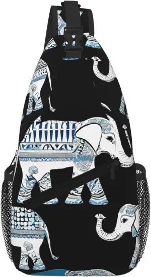 Aztec Elephant Print Cross Chest Bag Diagonally For Short-Distance Travel And Daily Use