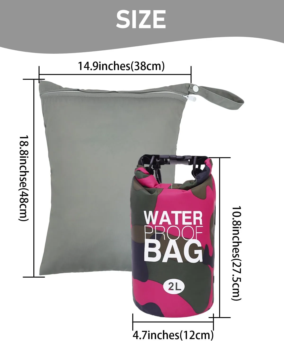 babygoal Waterproof Dry Bag and Wet Bag, Roll Top Waterproof 2L Backpack Sack for Travel,Swimming,Kayaking, Beach, Rafting, Boating, Hiking, Camping and Fishing 2WLL07-B