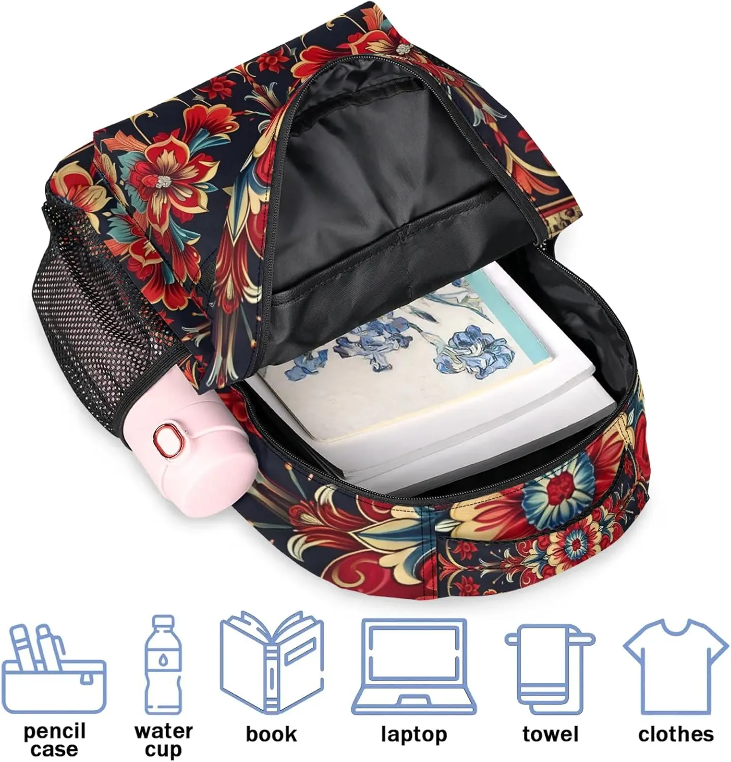 Backpack Auspicious Pattern Book Bags Laptop Backpacks Lightweight Multipurpose Daypack for Men Women Travel Hiking