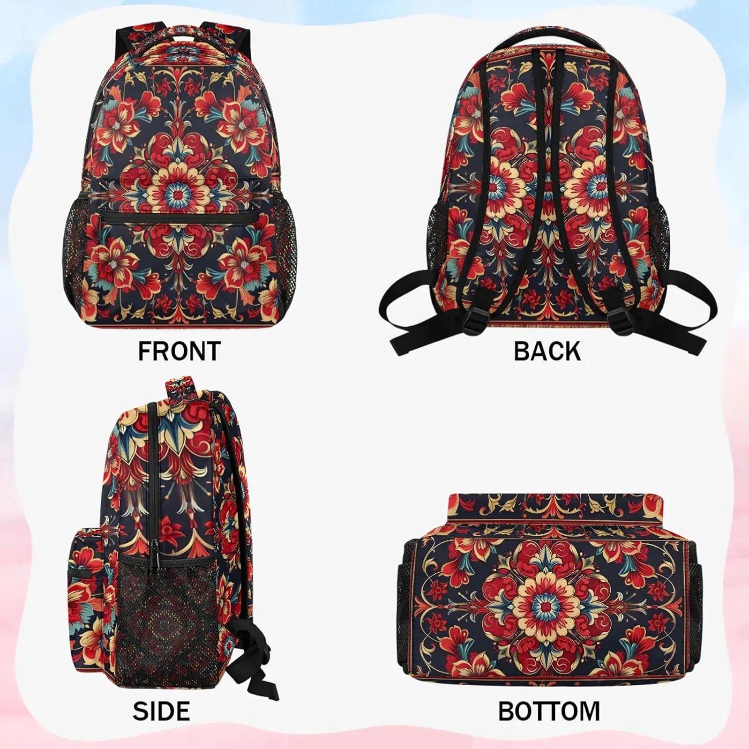 Backpack Auspicious Pattern Book Bags Laptop Backpacks Lightweight Multipurpose Daypack for Men Women Travel Hiking