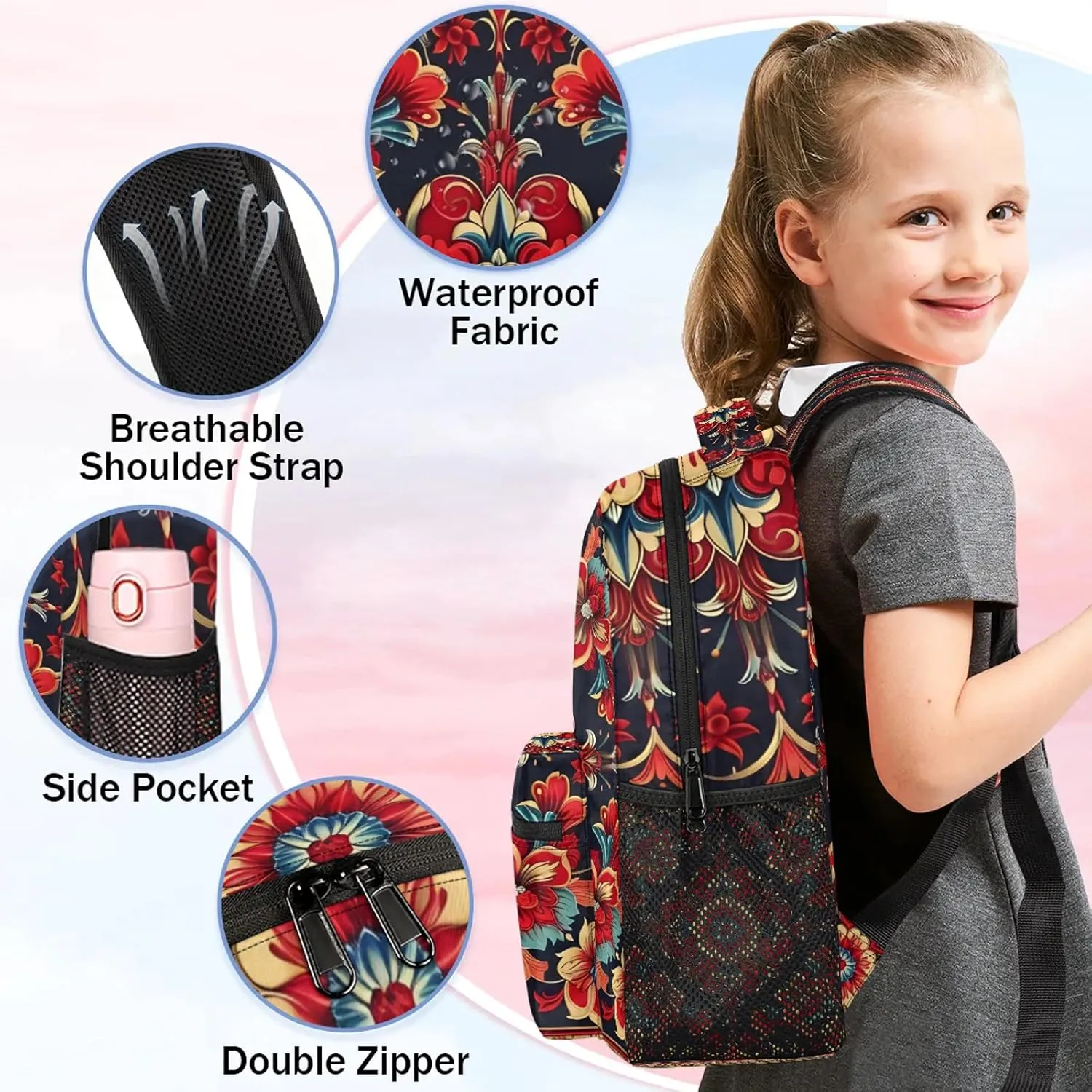 Backpack Auspicious Pattern Book Bags Laptop Backpacks Lightweight Multipurpose Daypack for Men Women Travel Hiking