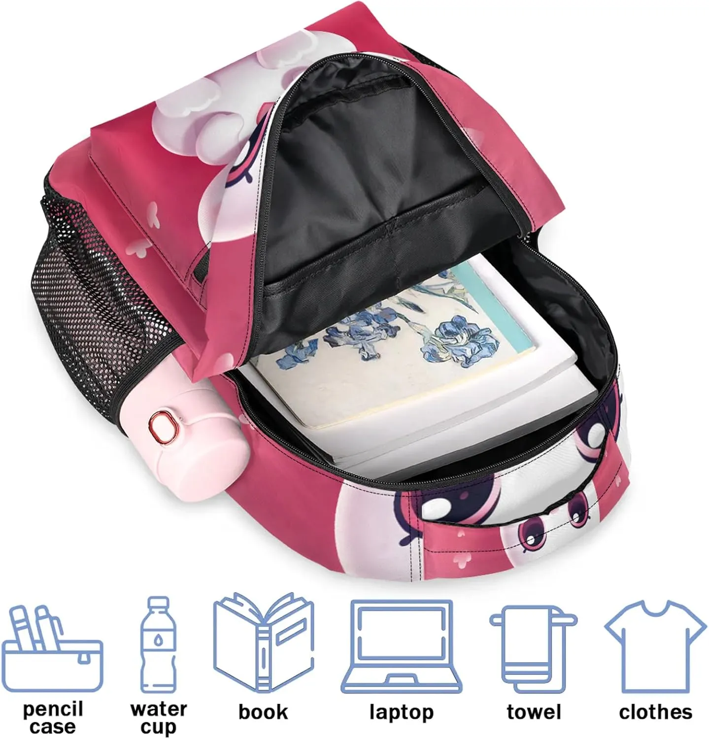 Backpack Big Eyes Bunny Book Bags Laptop Backpacks Lightweight Multipurpose Daypack for Men Women Travel Hiking