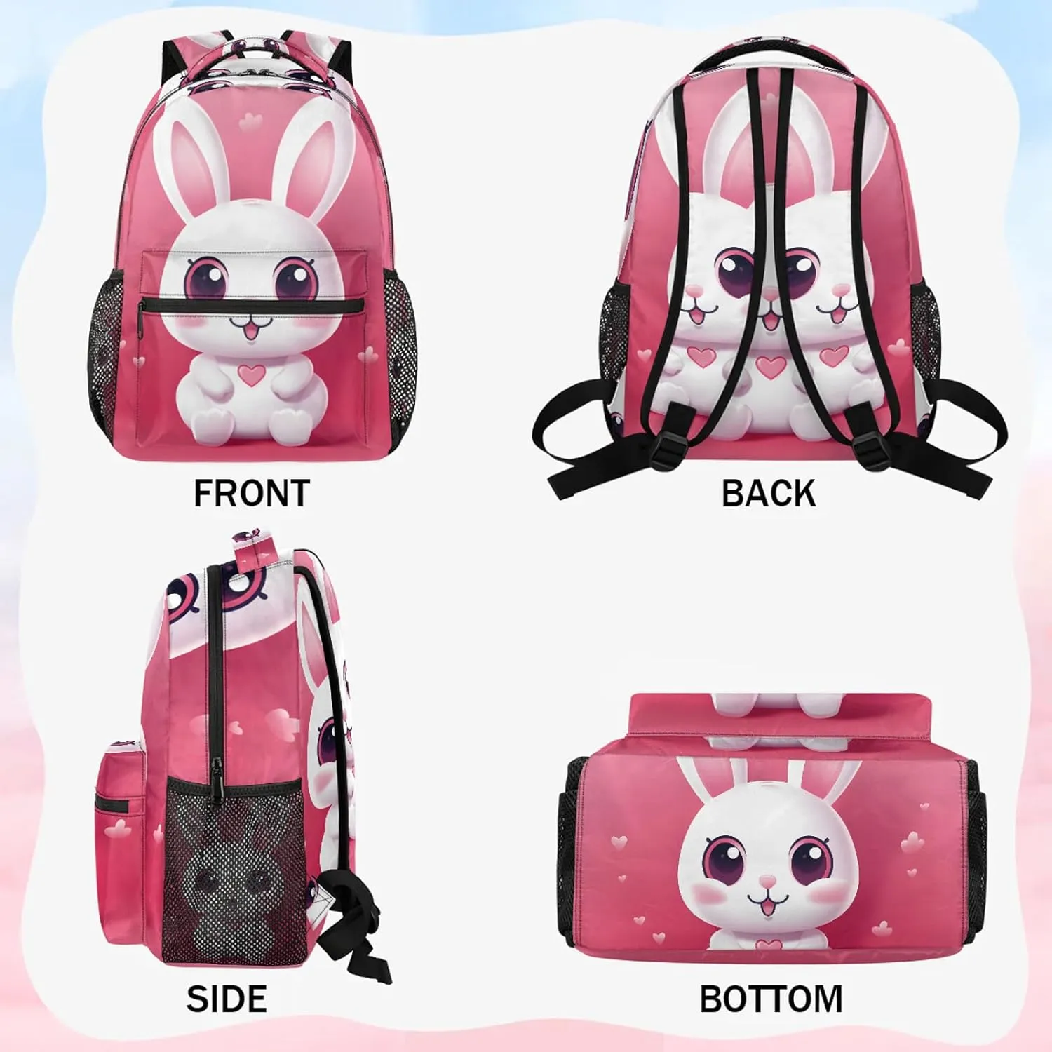 Backpack Big Eyes Bunny Book Bags Laptop Backpacks Lightweight Multipurpose Daypack for Men Women Travel Hiking