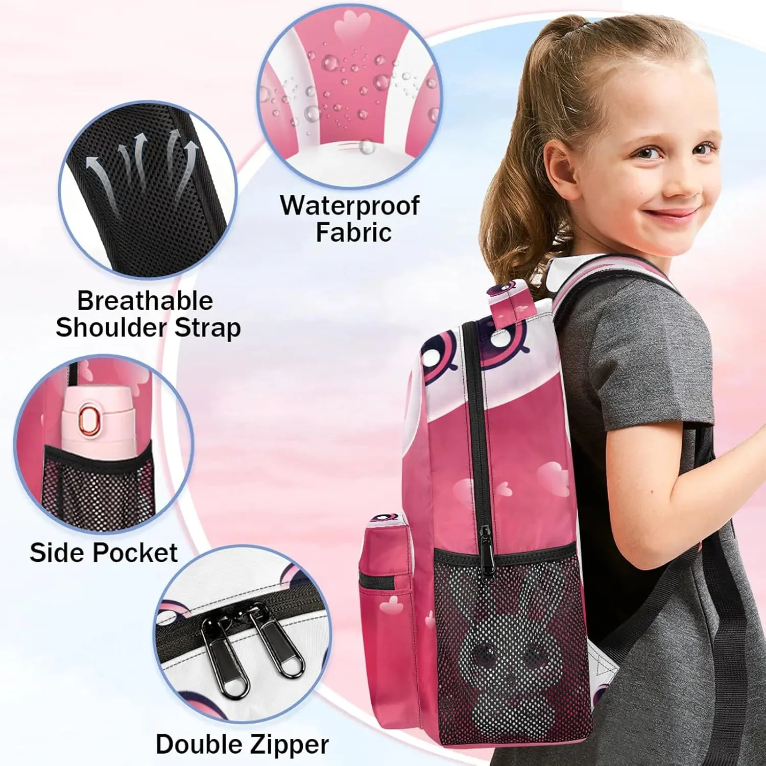 Backpack Big Eyes Bunny Book Bags Laptop Backpacks Lightweight Multipurpose Daypack for Men Women Travel Hiking