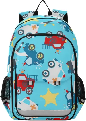 Backpack Different Rescue Vehicles School Shoulder Bag Lightweight Laptop Backpack Student Travel Daypack