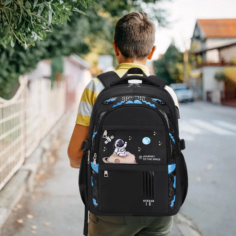 Backpack for Boys - Boy Backpack Schoolbag for Boys Kids Children Teens Girls Elementary Middle School Bags, Waterproof Lightweight Kids Bookbag Backpacks Casual Daypack with Lunch Bag Set