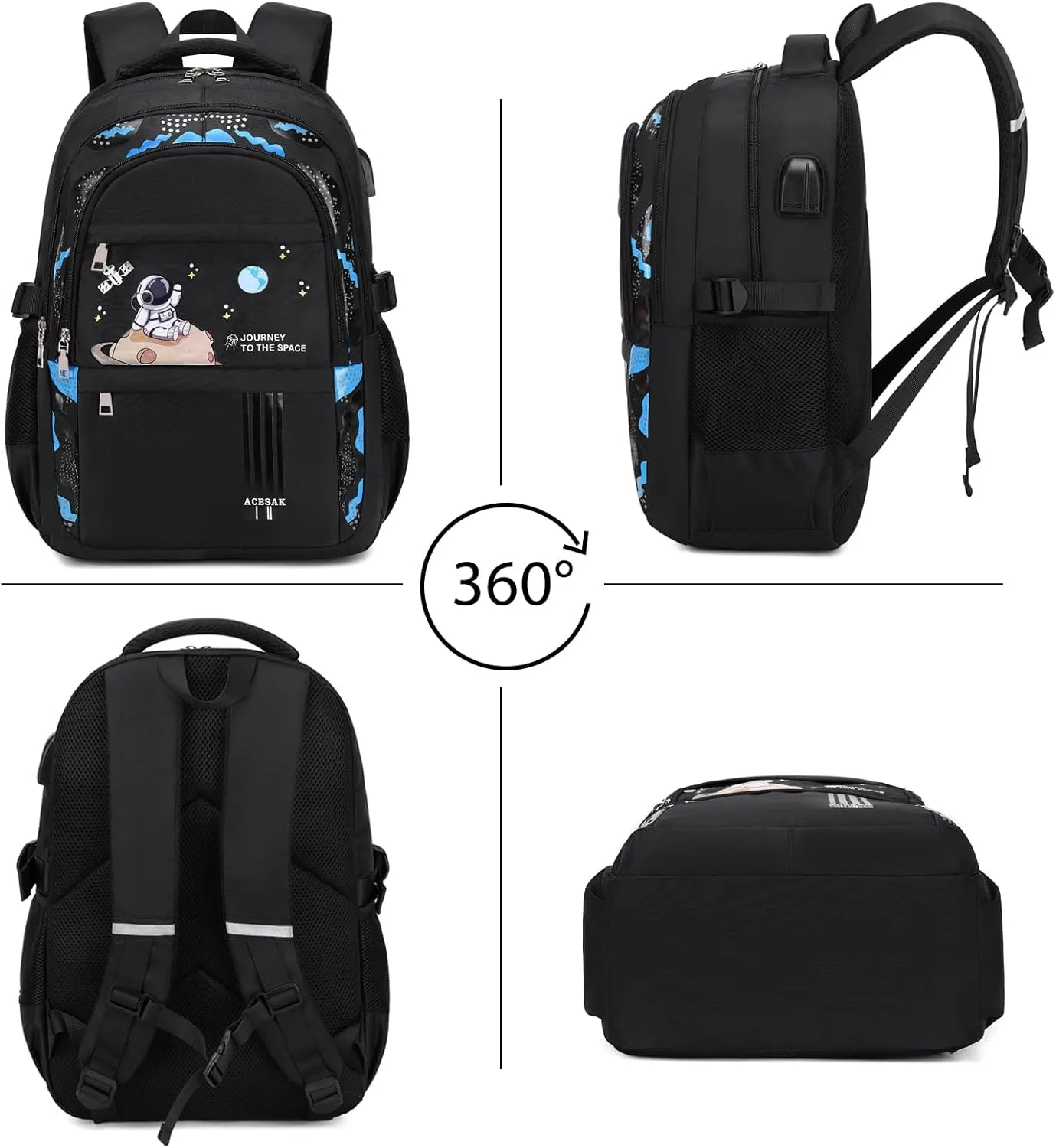 Backpack for Boys - Boy Backpack Schoolbag for Boys Kids Children Teens Girls Elementary Middle School Bags, Waterproof Lightweight Kids Bookbag Backpacks Casual Daypack with Lunch Bag Set