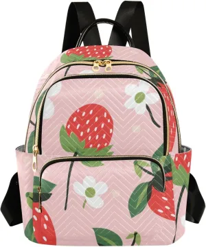 Backpack for Men and Women - Lightweight Laptop Backpack Casual Daypack for College Work Travel, Cute Strawberry (28), Small