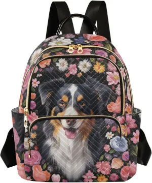 Backpack for Men and Women - Lightweight Laptop Backpack Casual Daypack for College Work Travel, Flowers Dog (6), Small