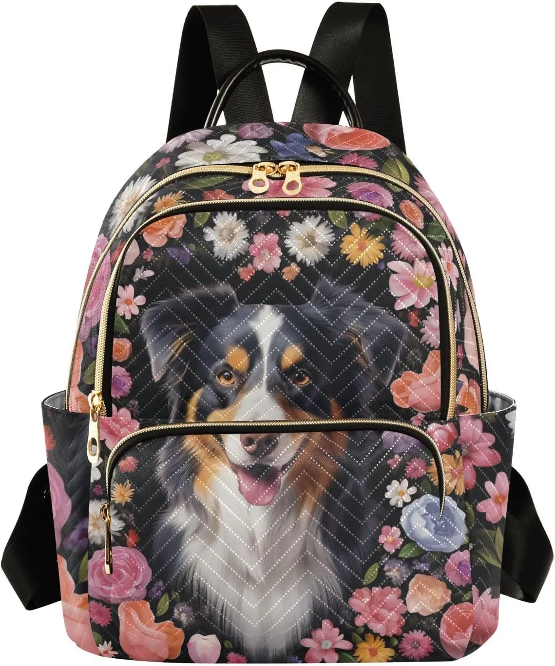Backpack for Men and Women - Lightweight Laptop Backpack Casual Daypack for College Work Travel, Flowers Dog (6), Small