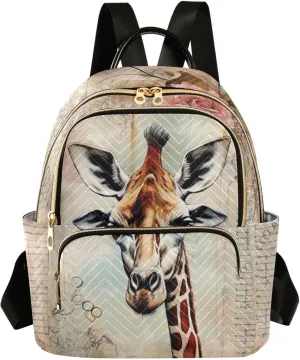 Backpack for Men and Women - Lightweight Laptop Backpack Casual Daypack for College Work Travel, Old Newspaper Giraffe (10), Small