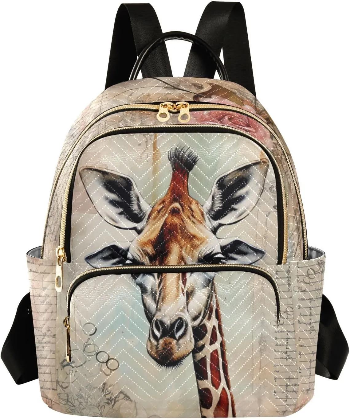 Backpack for Men and Women - Lightweight Laptop Backpack Casual Daypack for College Work Travel, Old Newspaper Giraffe (10), Small
