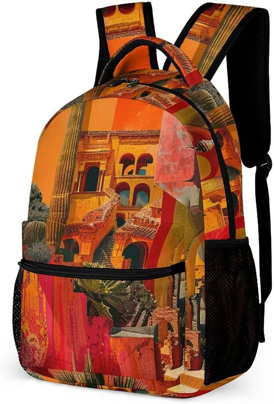 Backpack for Men Women Laptop Backpack Artistic Color Collage Casual Daypack Laptop Bag for Travel