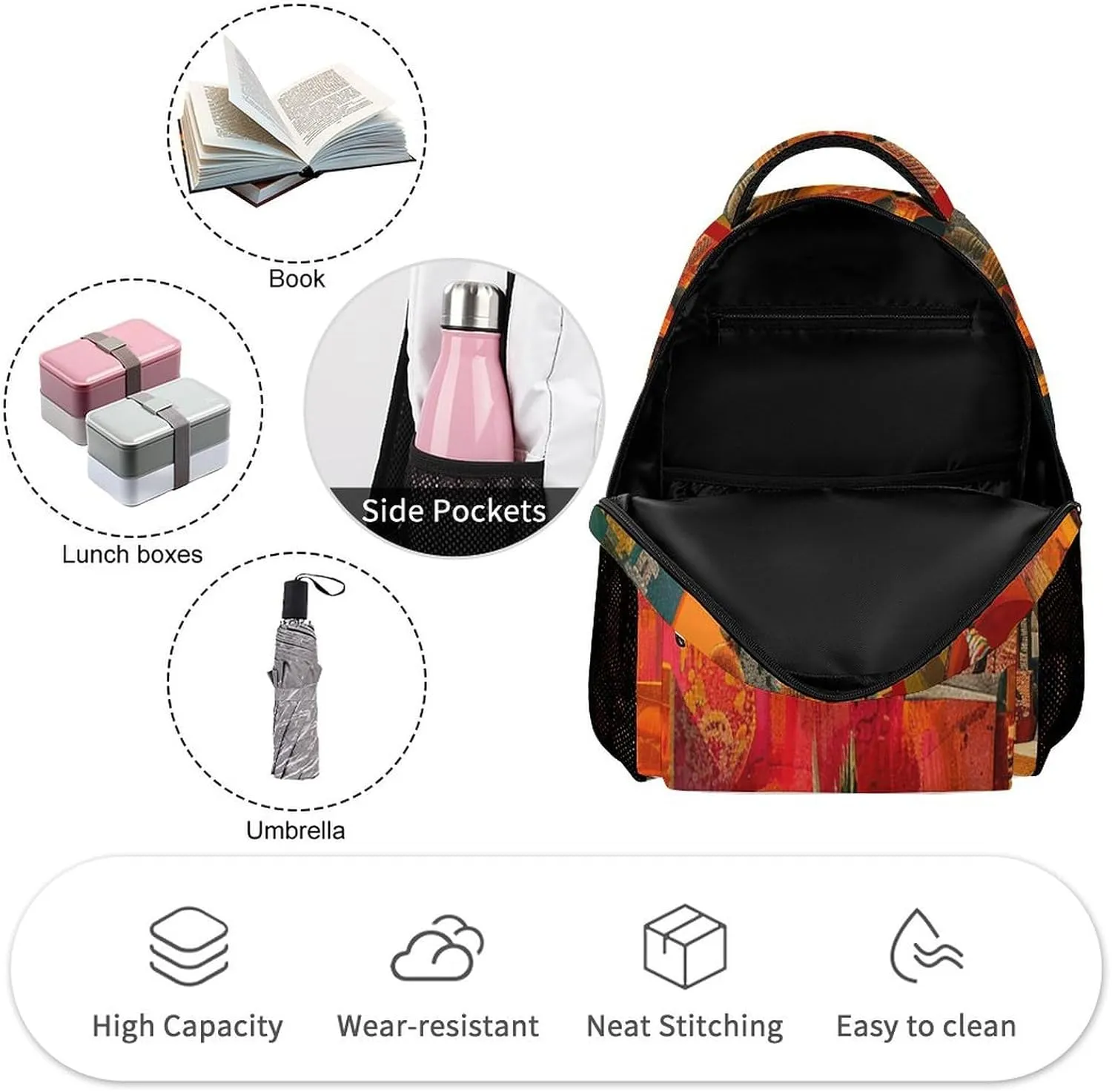 Backpack for Men Women Laptop Backpack Artistic Color Collage Casual Daypack Laptop Bag for Travel