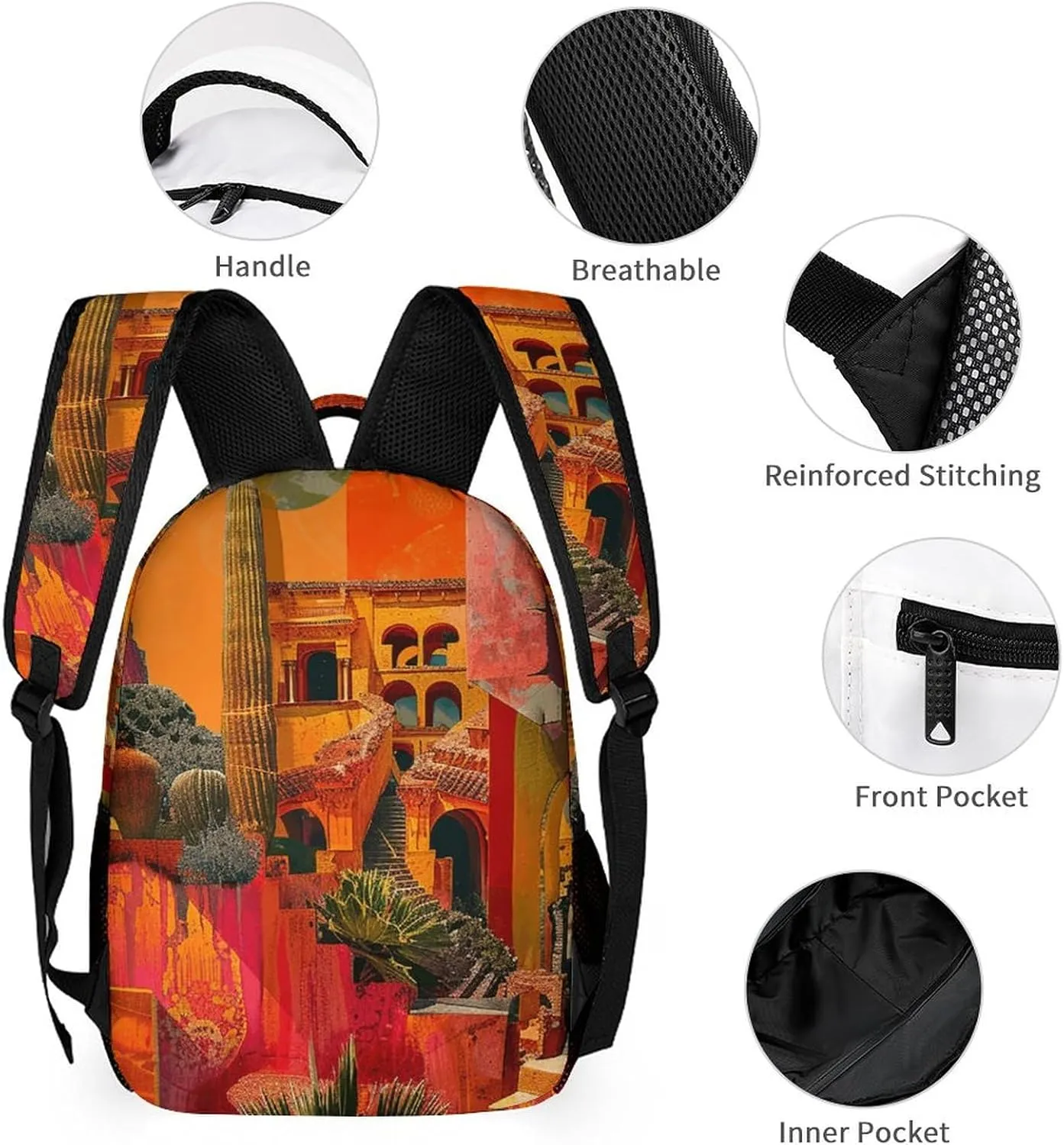 Backpack for Men Women Laptop Backpack Artistic Color Collage Casual Daypack Laptop Bag for Travel