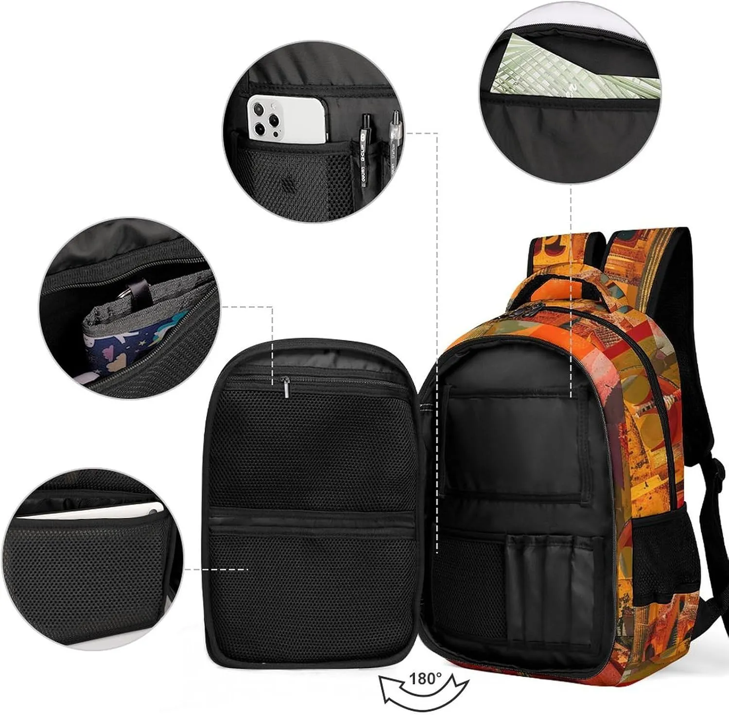 Backpack for Men Women Laptop Backpack Artistic Color Collage Casual Daypack Laptop Bag for Travel