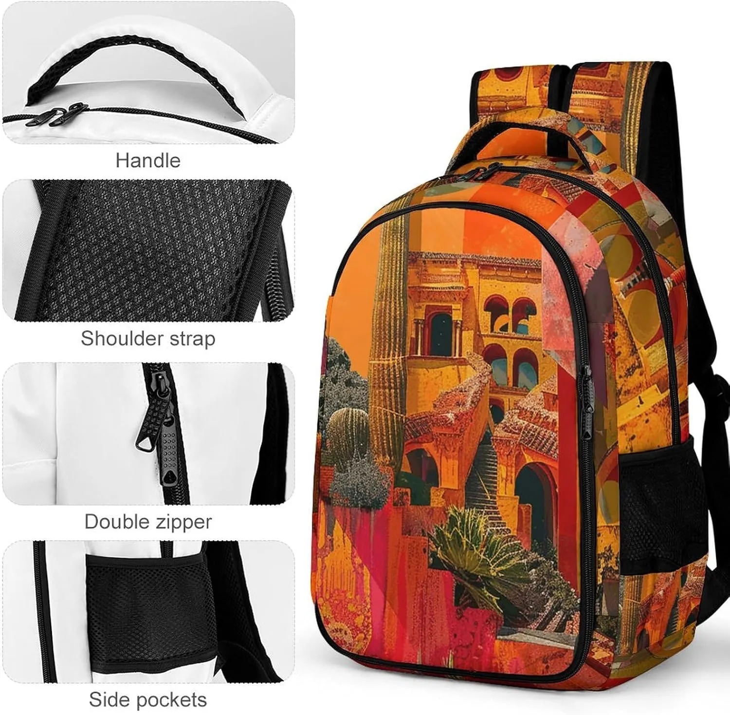 Backpack for Men Women Laptop Backpack Artistic Color Collage Casual Daypack Laptop Bag for Travel