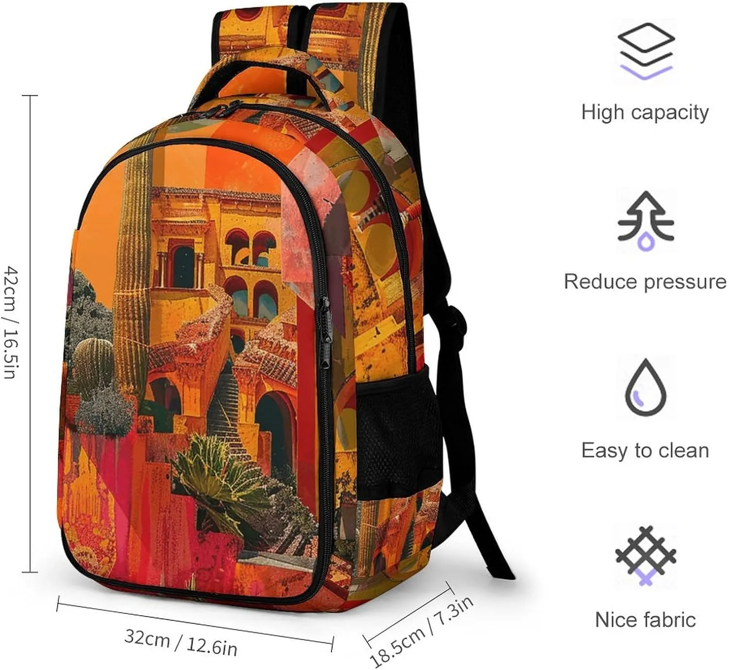 Backpack for Men Women Laptop Backpack Artistic Color Collage Casual Daypack Laptop Bag for Travel
