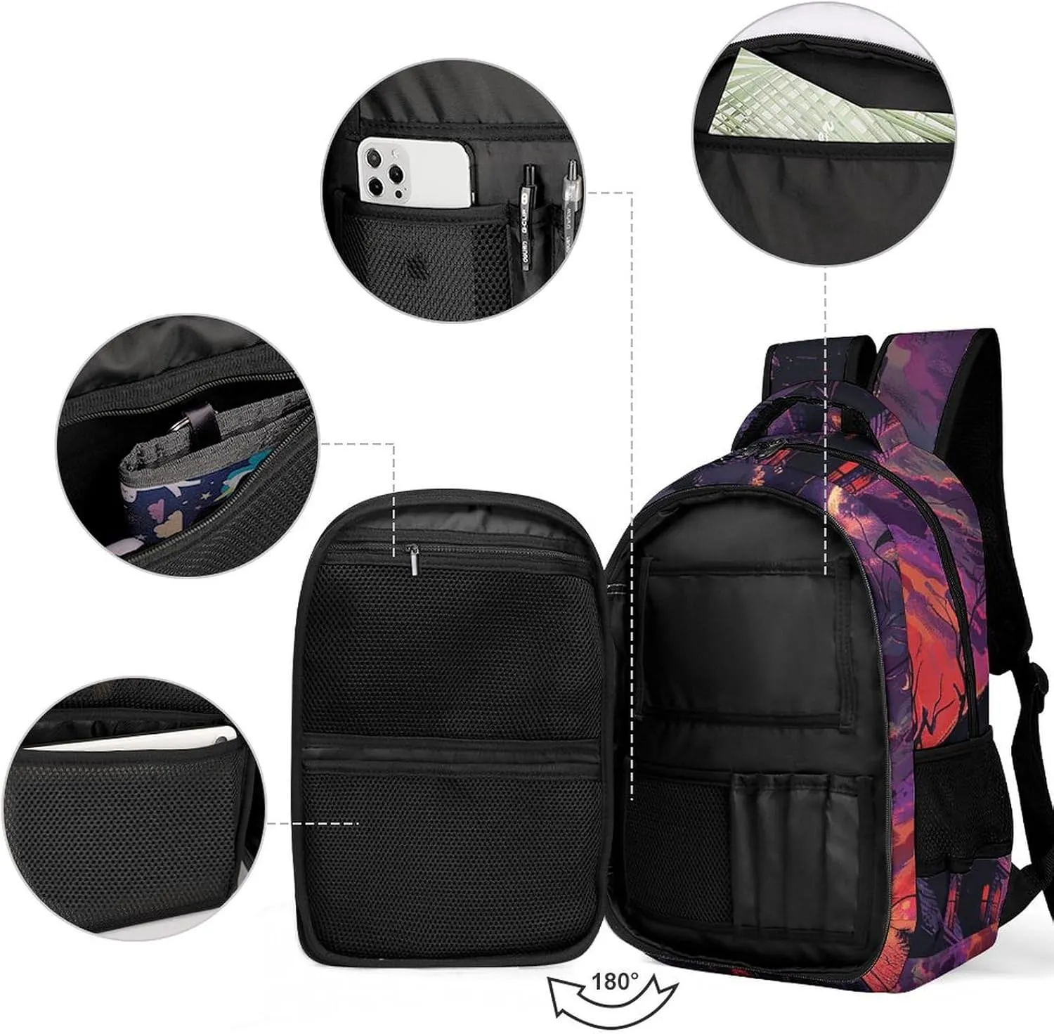 Backpack for Men Women Laptop Backpack Black Haunted House Casual Daypack Laptop Bag for Travel