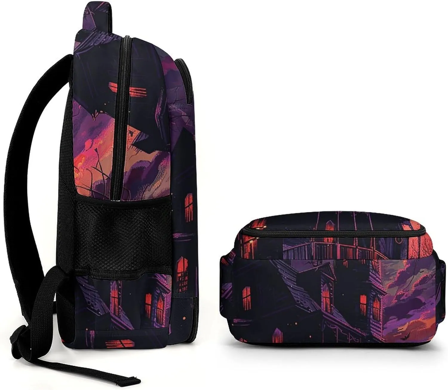 Backpack for Men Women Laptop Backpack Black Haunted House Casual Daypack Laptop Bag for Travel