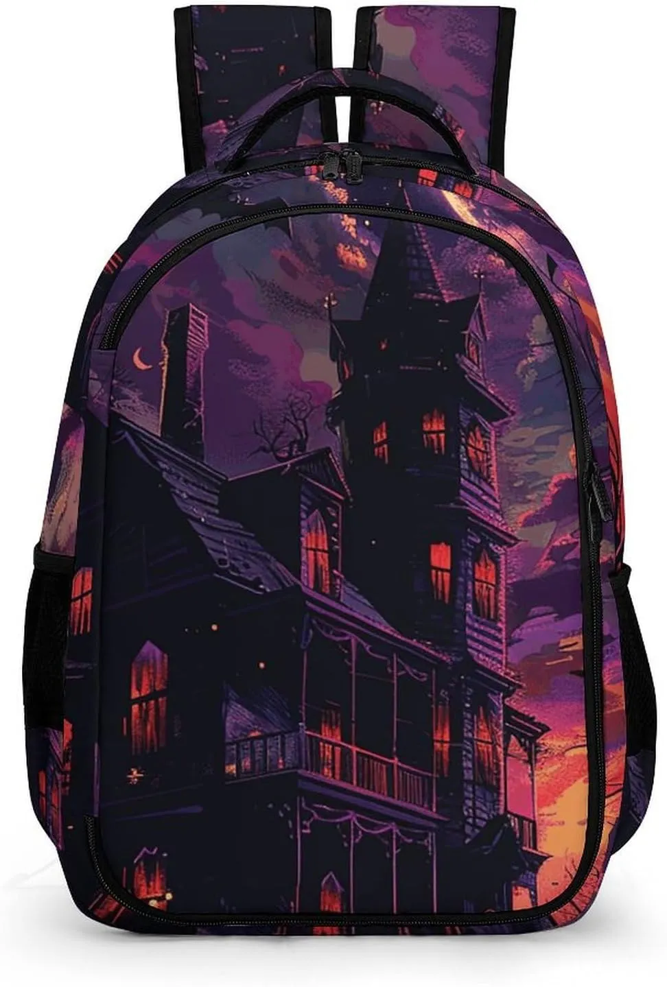 Backpack for Men Women Laptop Backpack Black Haunted House Casual Daypack Laptop Bag for Travel