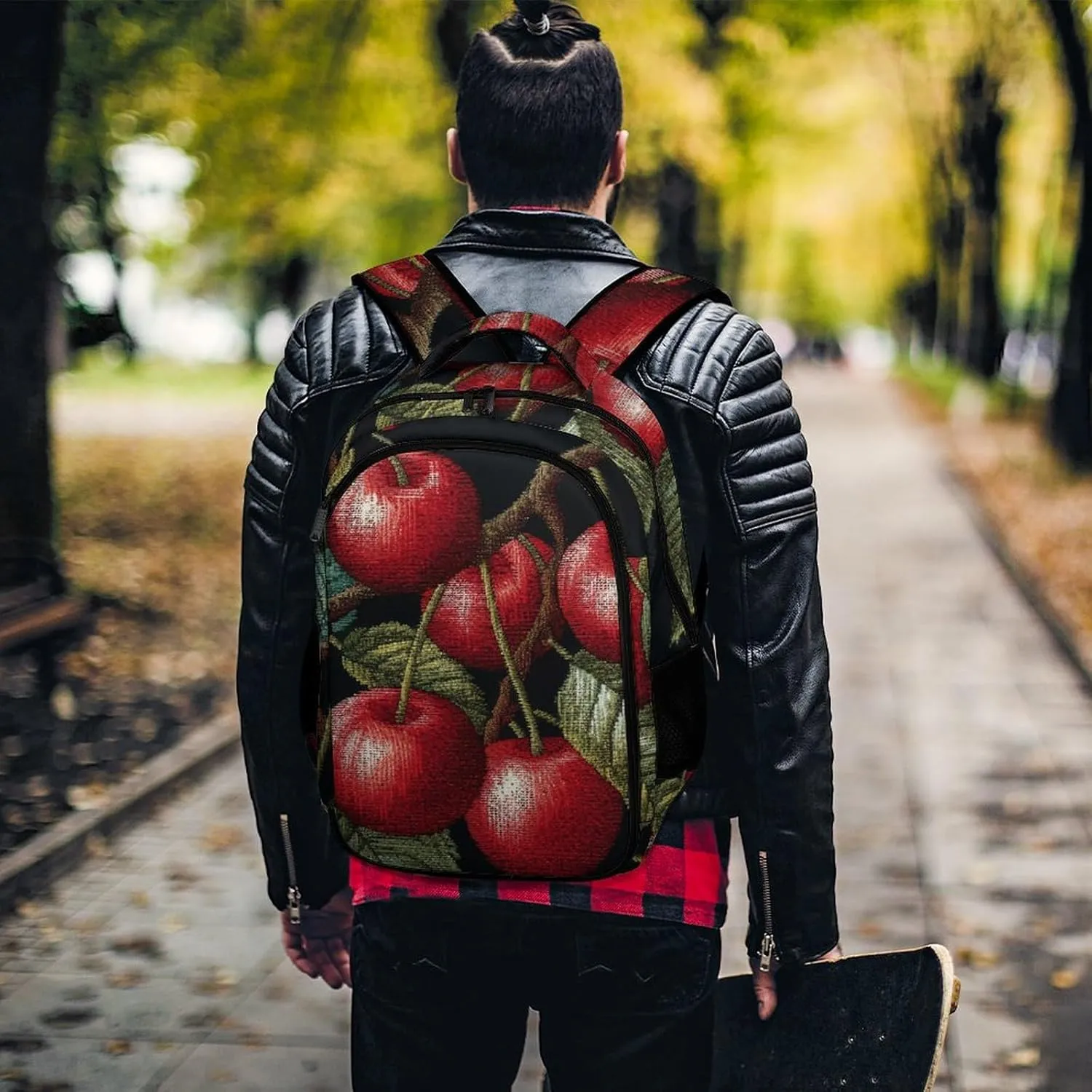 Backpack for Men Women Laptop Backpack Cherry Embroidery Casual Daypack Laptop Bag for Travel