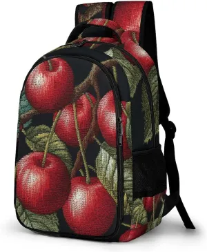 Backpack for Men Women Laptop Backpack Cherry Embroidery Casual Daypack Laptop Bag for Travel