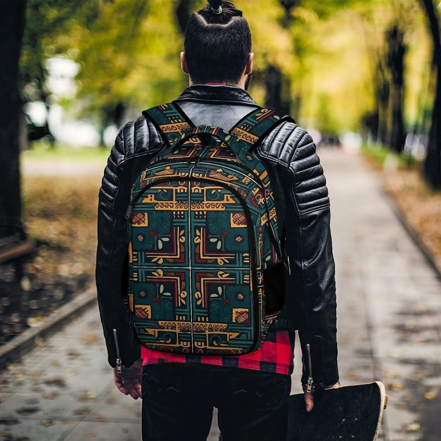 Backpack for Men Women Laptop Backpack Cyan And Red Casual Daypack Laptop Bag for Travel