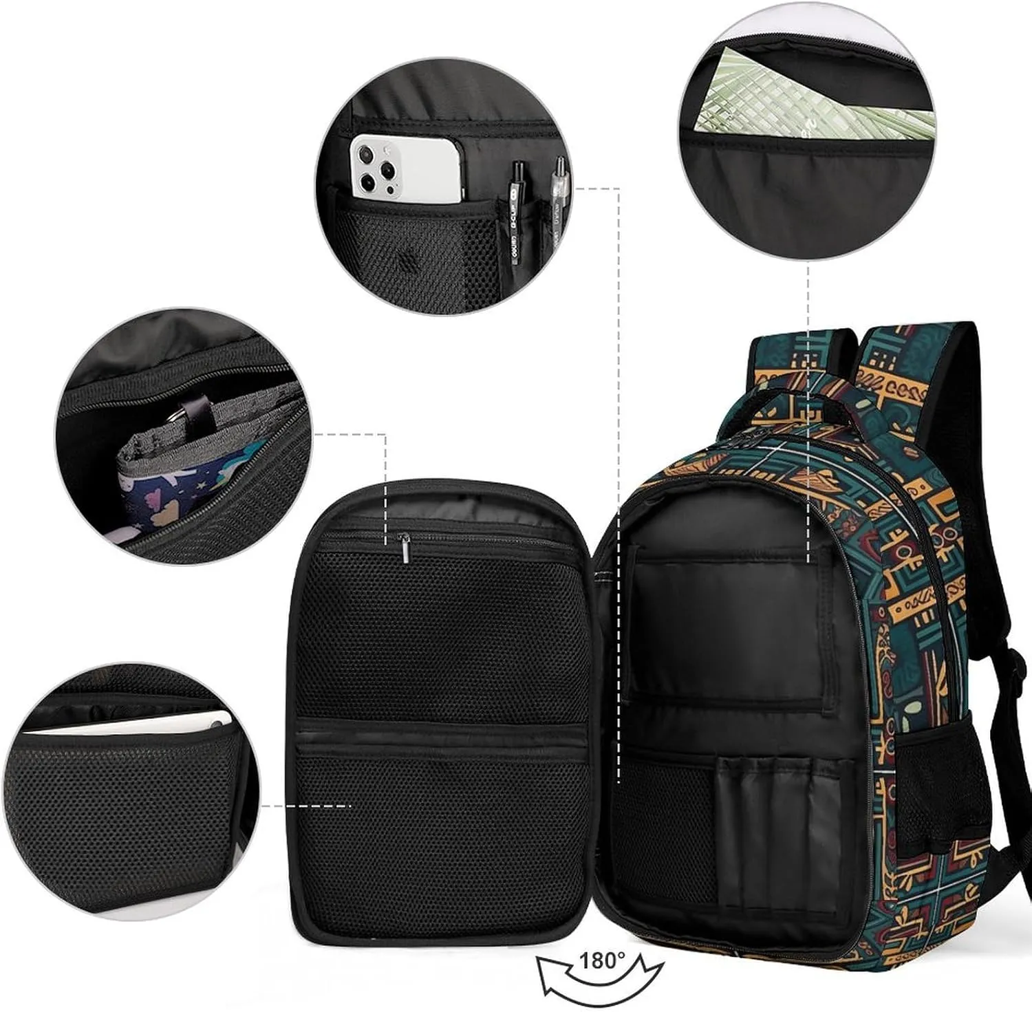 Backpack for Men Women Laptop Backpack Cyan And Red Casual Daypack Laptop Bag for Travel