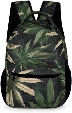 Backpack for Men Women Laptop Backpack Dark Green Leaves Casual Daypack Laptop Bag for Travel