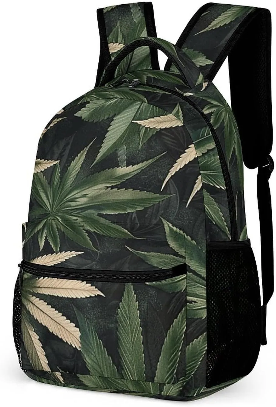 Backpack for Men Women Laptop Backpack Dark Green Leaves Casual Daypack Laptop Bag for Travel