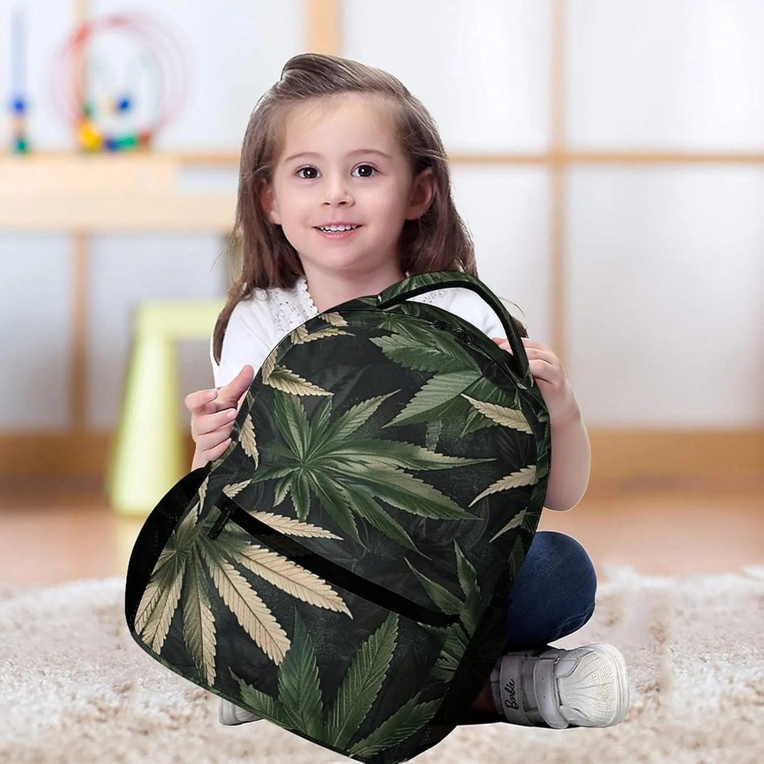 Backpack for Men Women Laptop Backpack Dark Green Leaves Casual Daypack Laptop Bag for Travel
