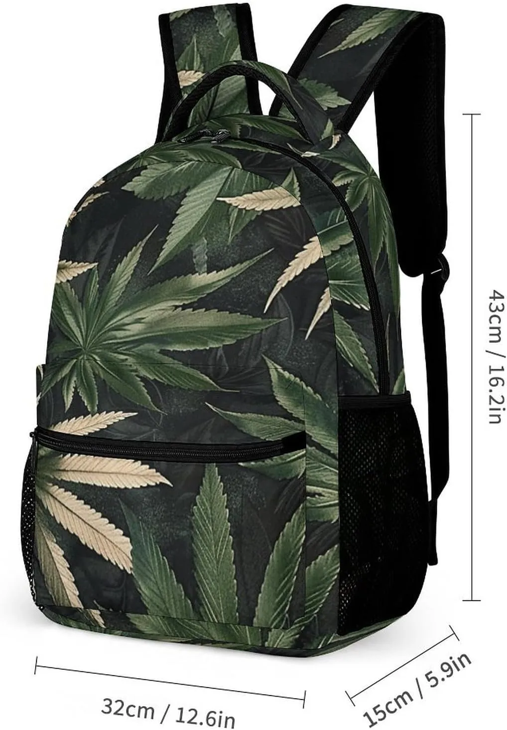 Backpack for Men Women Laptop Backpack Dark Green Leaves Casual Daypack Laptop Bag for Travel