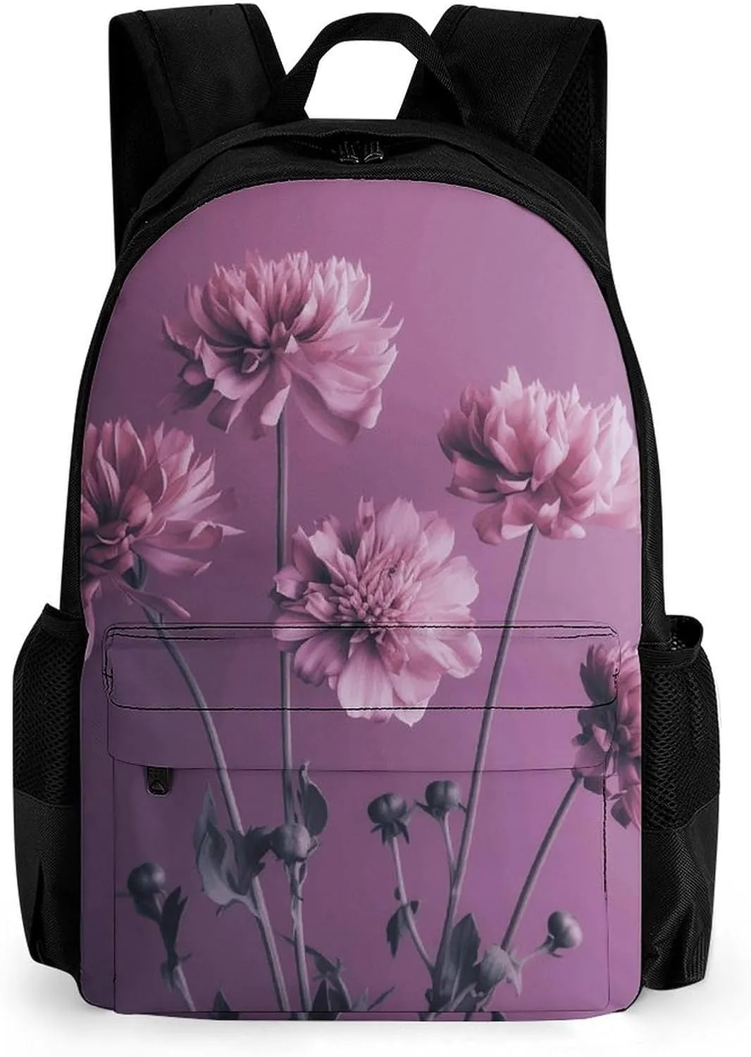 Backpack for Men Women Laptop Backpack Flowers on Purple Background Casual Daypack Laptop Bag for Travel