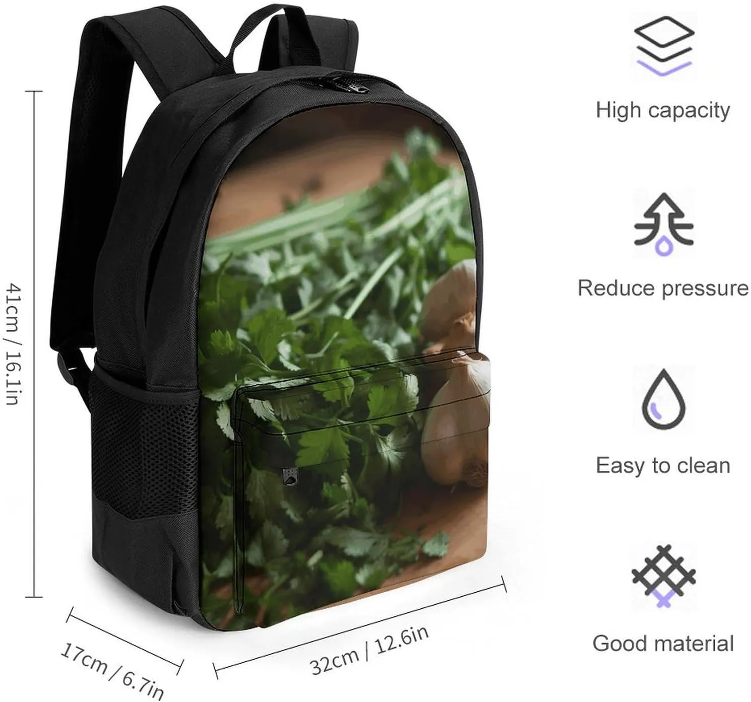 Backpack for Men Women Laptop Backpack Garlic And Cilantro Casual Daypack Laptop Bag for Travel, 42x30.5cm