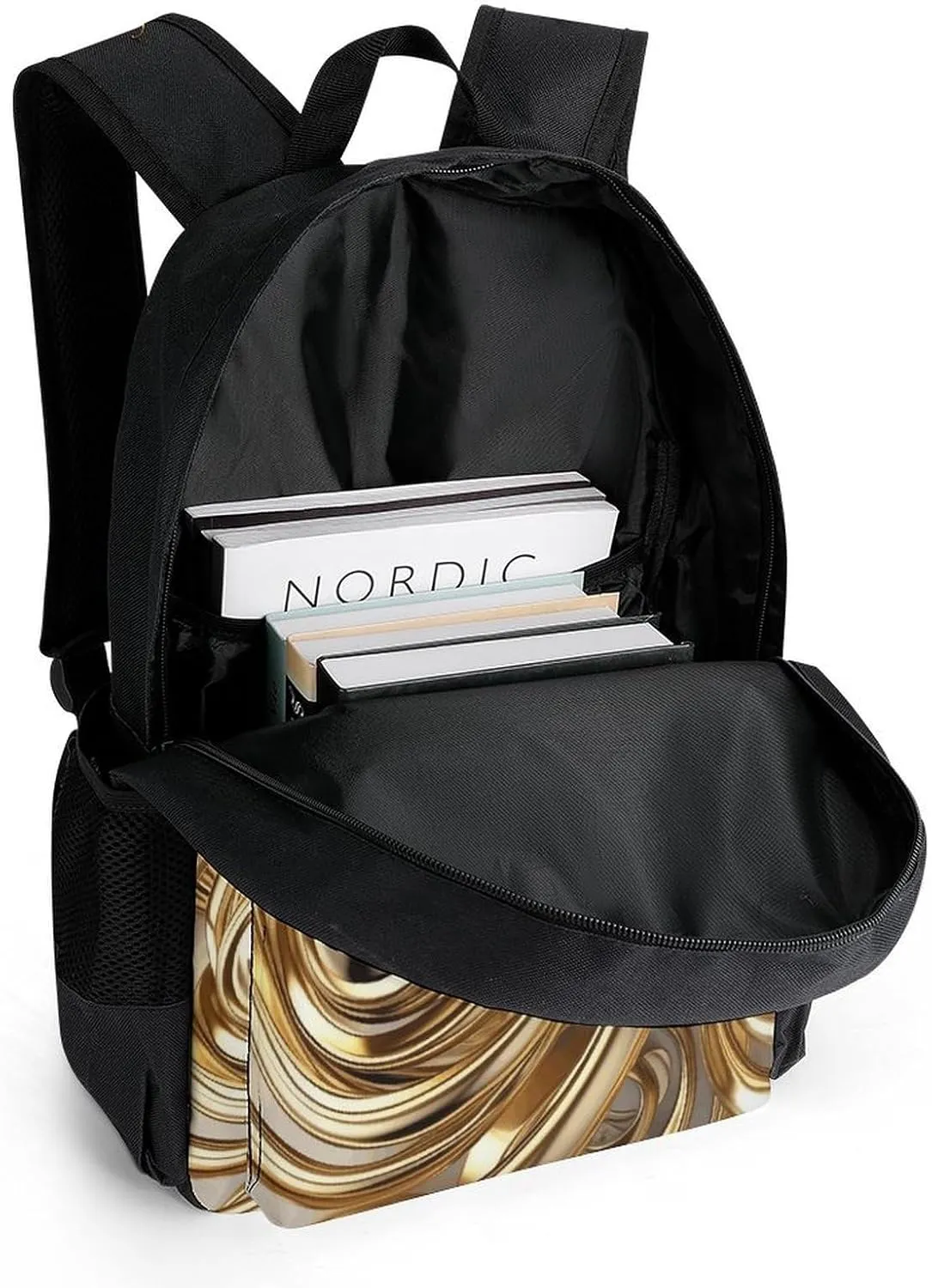 Backpack for Men Women Laptop Backpack Golden Wire Spiral Casual Daypack Laptop Bag for Travel