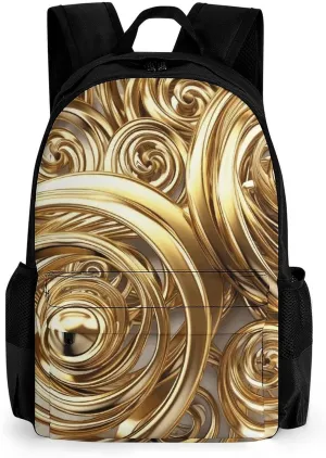 Backpack for Men Women Laptop Backpack Golden Wire Spiral Casual Daypack Laptop Bag for Travel