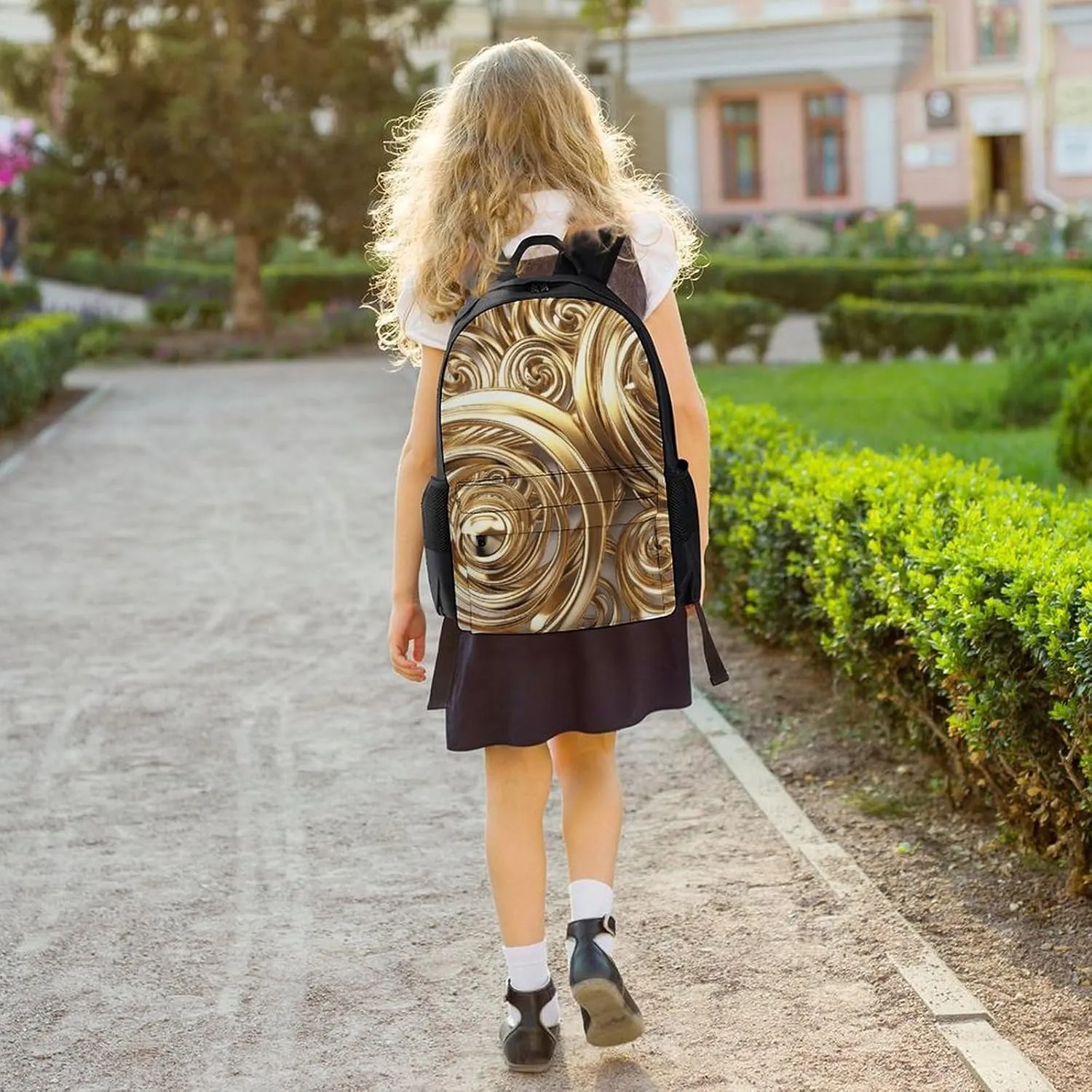 Backpack for Men Women Laptop Backpack Golden Wire Spiral Casual Daypack Laptop Bag for Travel