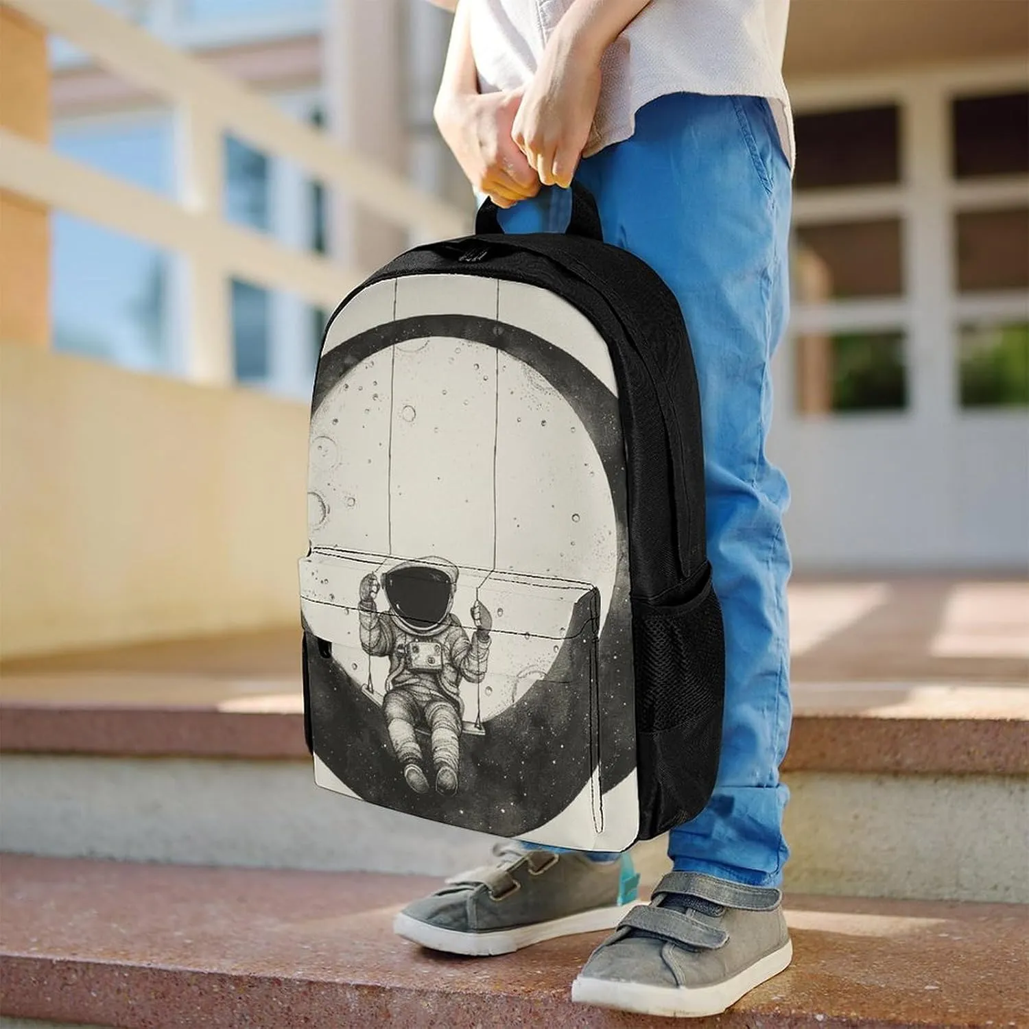 Backpack for Men Women Laptop Backpack On The Moon Swing Casual Daypack Laptop Bag for Travel
