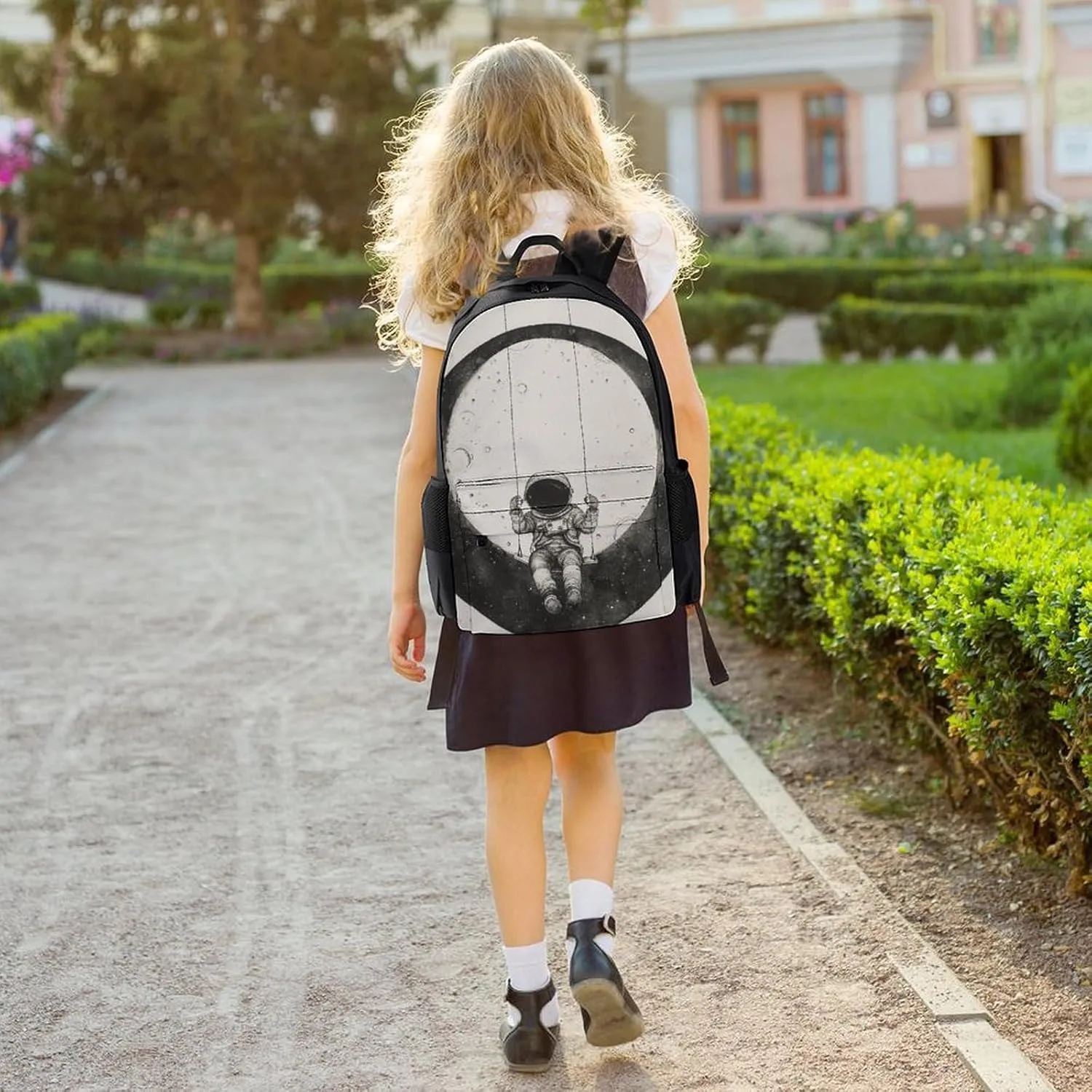 Backpack for Men Women Laptop Backpack On The Moon Swing Casual Daypack Laptop Bag for Travel