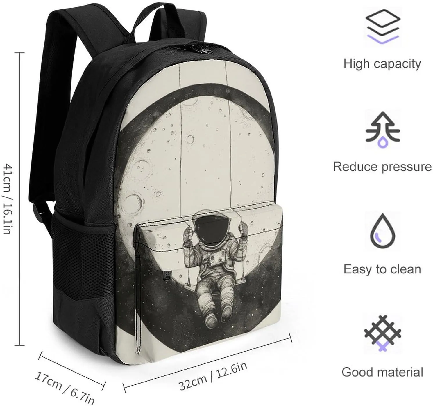 Backpack for Men Women Laptop Backpack On The Moon Swing Casual Daypack Laptop Bag for Travel