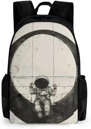 Backpack for Men Women Laptop Backpack On The Moon Swing Casual Daypack Laptop Bag for Travel