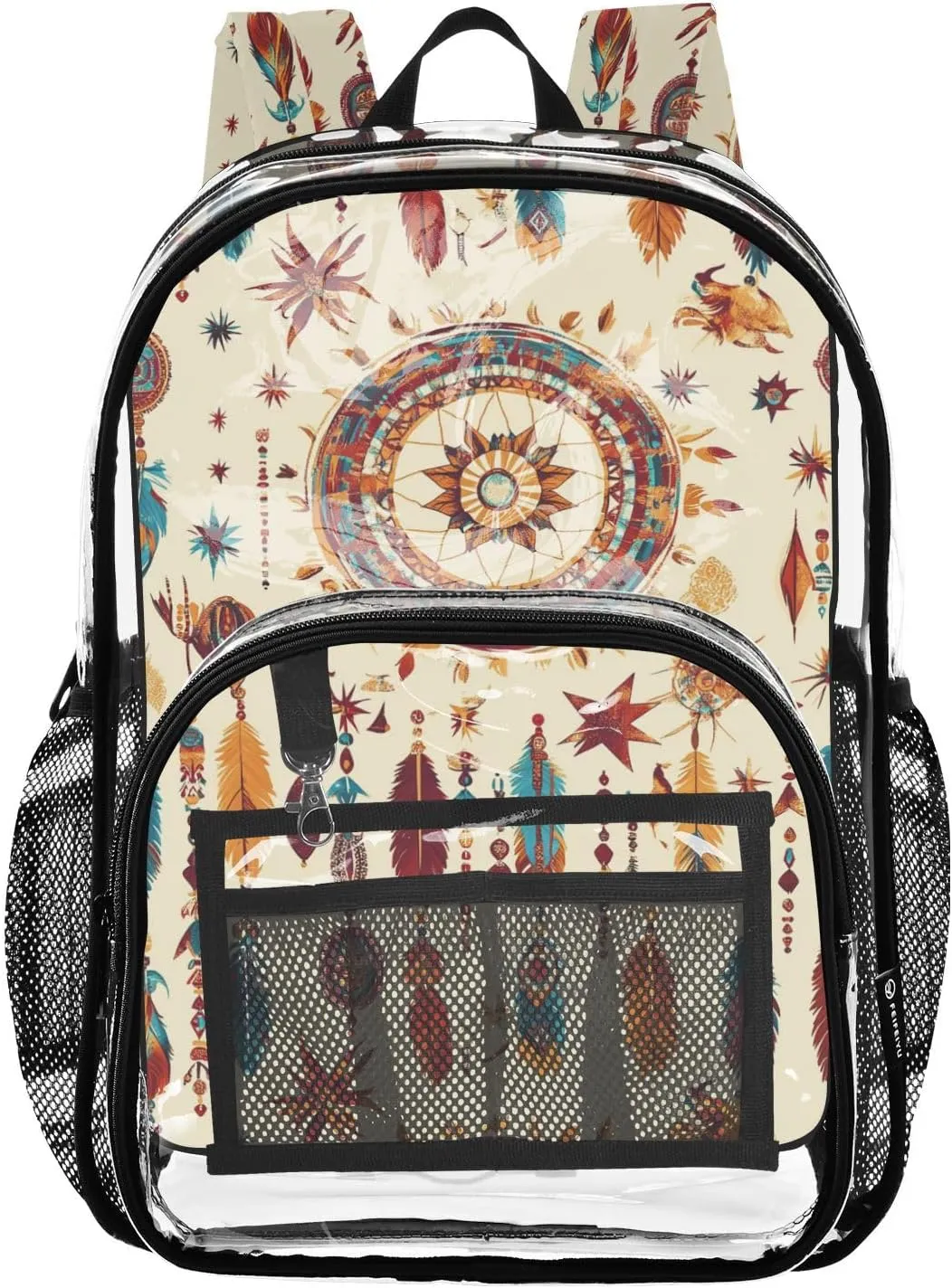 Backpack For School Clear Kids Clear Backpack For School For Adults Seethrough PVC Bags Western Cowboy Dream Catcher Startribal Primitive Charm Sparkling