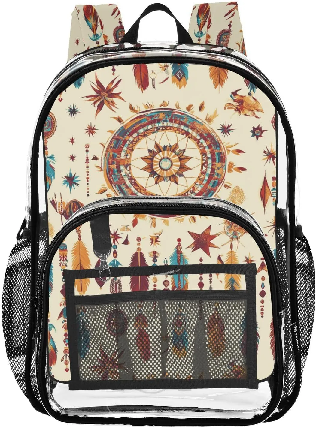 Backpack For School Clear Kids Clear Backpack For School For Adults Seethrough PVC Bags Western Cowboy Dream Catcher Startribal Primitive Charm Sparkling