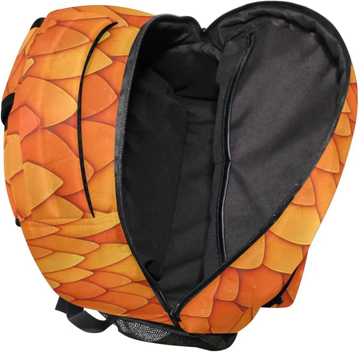 Backpack for Teens Boys Girls Fashion College School Computer Bag with Chest Strap for Travel Trip Orange Scales Glittering