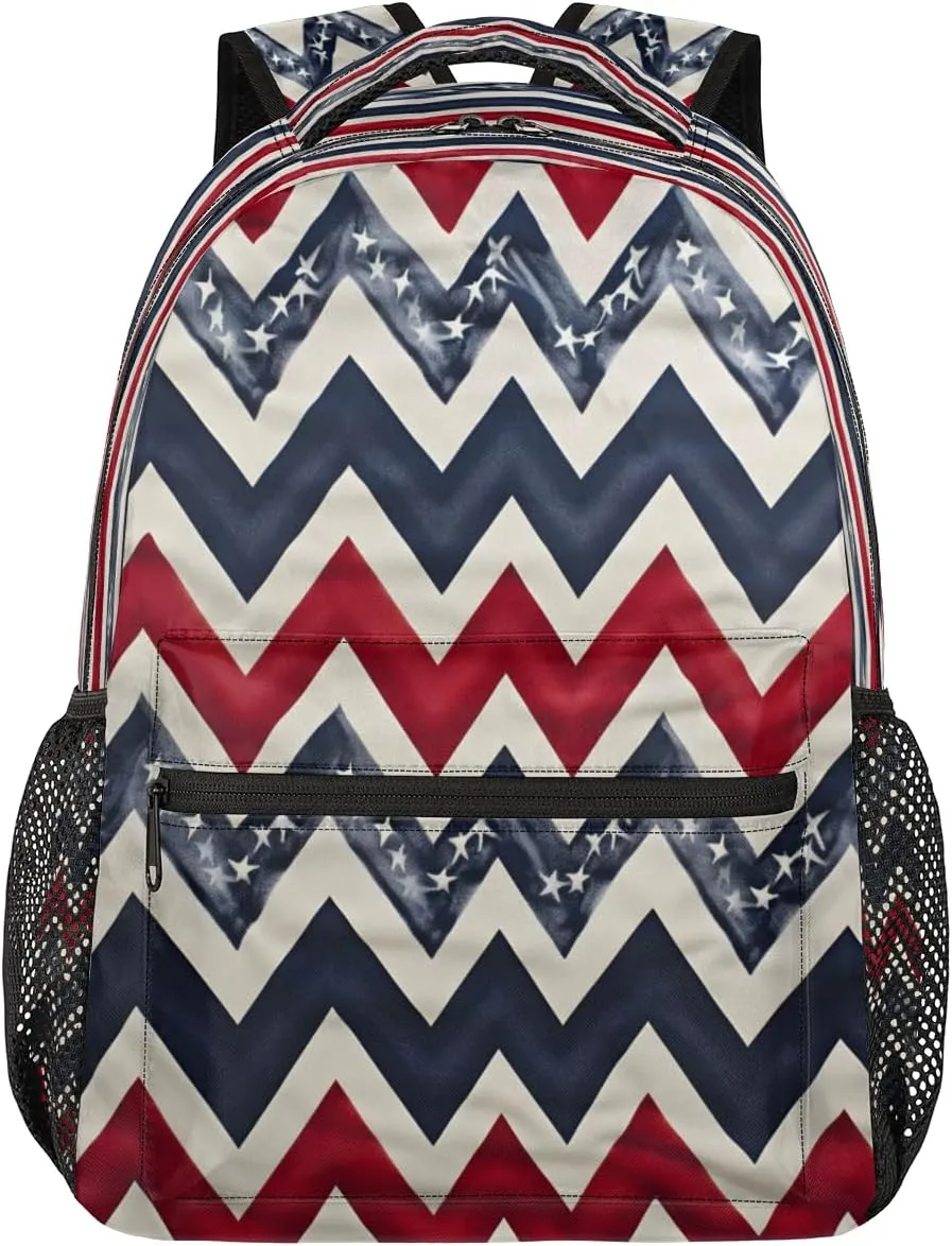 Backpack for Women Men, Memorial Day Casual Backpacks, Waterproof Lightweight Abstract Flag Daypack Bags for Travel Camping Work